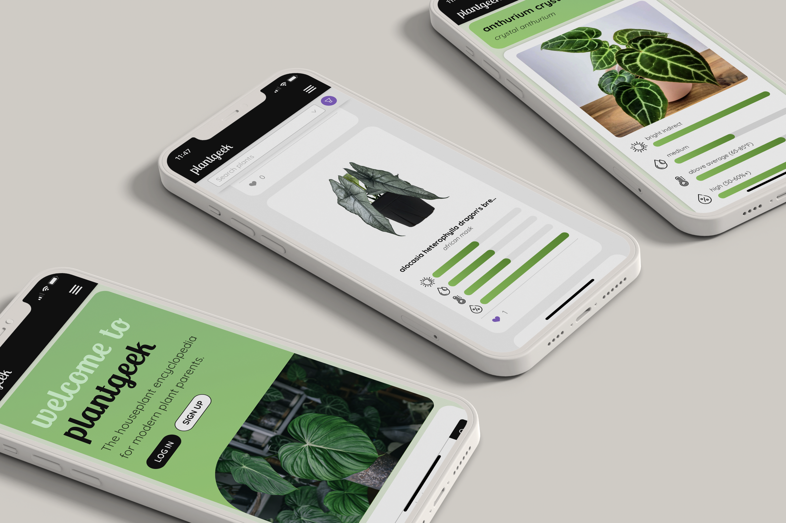 Plantgeek mockups